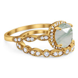 Two Piece Round Natural Stone Bridal Ring