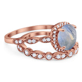 Two Piece Round Natural Stone Bridal Ring