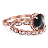 Two Piece Round Natural Stone Bridal Ring