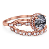 Two Piece Round Natural Stone Bridal Ring