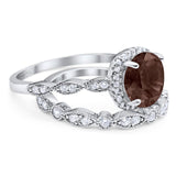 Two Piece Round Natural Stone Bridal Ring