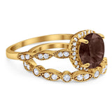 Two Piece Round Natural Stone Bridal Ring