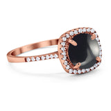 Art Deco Round Natural Stone Wedding Ring