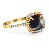 Art Deco Round Natural Stone Wedding Ring