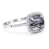 Art Deco Round Natural Stone Wedding Ring