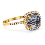 Art Deco Round Natural Stone Wedding Ring