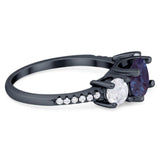 Three Stone Round Natural Stone Ring