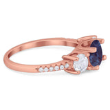 Three Stone Round Natural Stone Ring