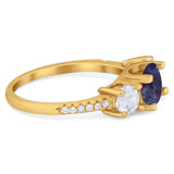 Three Stone Round Natural Stone Ring