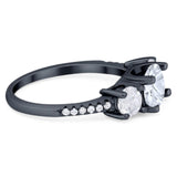 Three Stone Round Natural Stone Ring