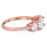 Three Stone Round Natural Stone Ring