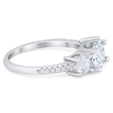 Three Stone Round Natural Stone Ring