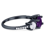 Three Stone Round Natural Stone Ring