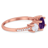 Three Stone Round Natural Stone Ring