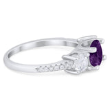 Three Stone Round Natural Stone Ring