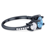 Three Stone Round Natural Stone Ring