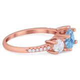 Three Stone Round Natural Stone Ring