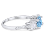 Three Stone Round Natural Stone Ring