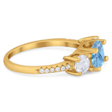 Three Stone Round Natural Stone Ring