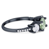 Three Stone Round Natural Stone Ring