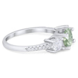 Three Stone Round Natural Stone Ring