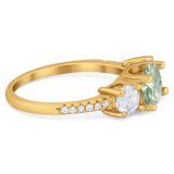 Three Stone Round Natural Stone Ring