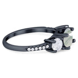 Three Stone Round Natural Stone Ring