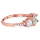 Three Stone Round Natural Stone Ring