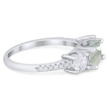 Three Stone Round Natural Stone Ring