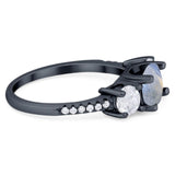 Three Stone Round Natural Stone Ring