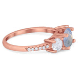 Three Stone Round Natural Stone Ring