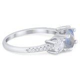 Three Stone Round Natural Stone Ring