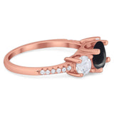 Three Stone Round Natural Stone Ring