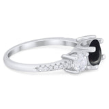 Three Stone Round Natural Stone Ring