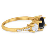 Three Stone Round Natural Stone Ring