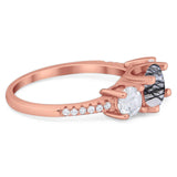 Three Stone Round Natural Stone Ring