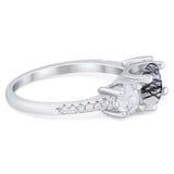 Three Stone Round Natural Stone Ring