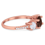 Three Stone Round Natural Stone Ring