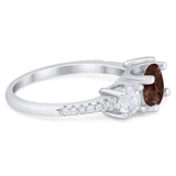 Three Stone Round Natural Stone Ring