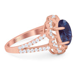 Art Deco Oval Natural Stone Flower Ring