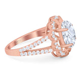 Art Deco Oval Natural Stone Flower Ring