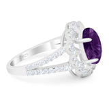 Art Deco Oval Natural Stone Flower Ring