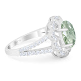 Art Deco Oval Natural Stone Flower Ring