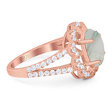 Art Deco Oval Natural Stone Flower Ring