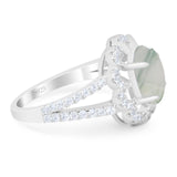 Art Deco Oval Natural Stone Flower Ring