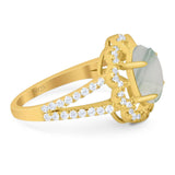 Art Deco Oval Natural Stone Flower Ring