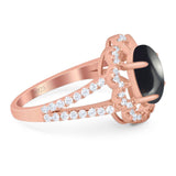 Art Deco Oval Natural Stone Flower Ring