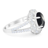 Art Deco Oval Natural Stone Flower Ring