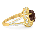 Art Deco Oval Natural Stone Flower Ring