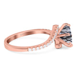 Art Deco Round Natural Stone Twisted Ring